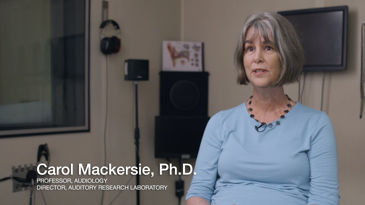 Carol Mackersie in a Audiology lab