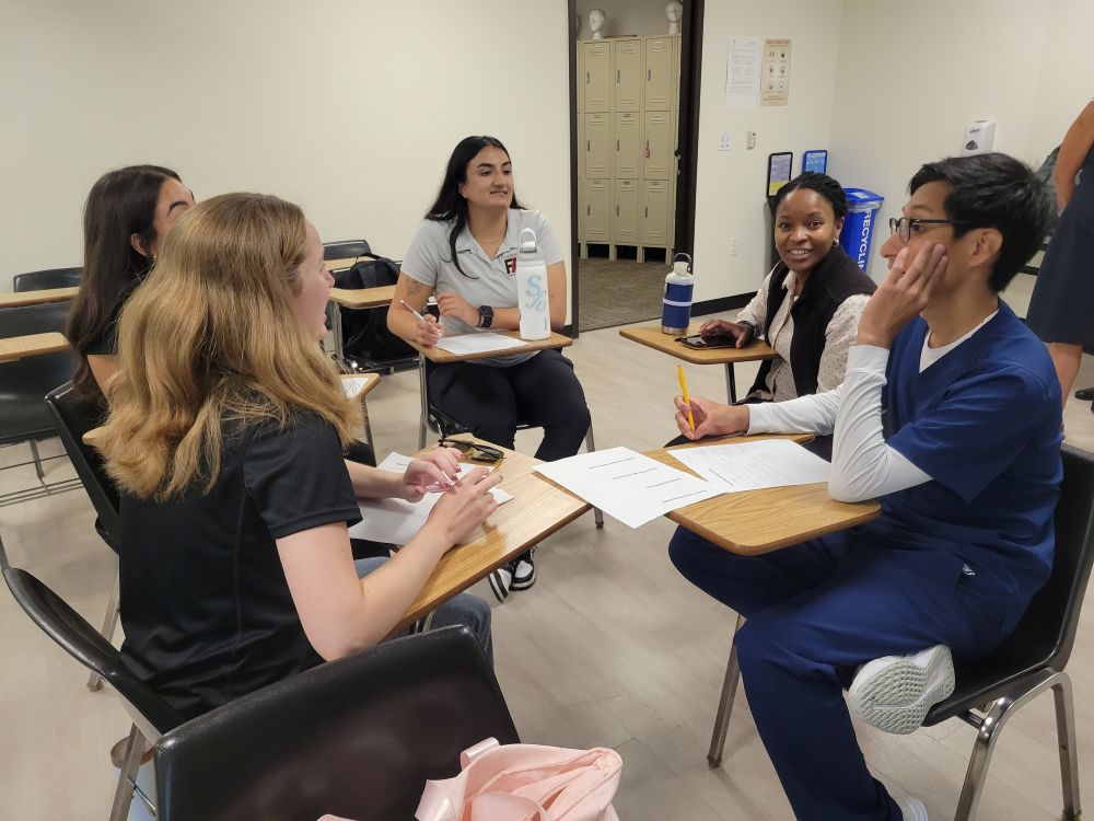 PT students using nursing lab