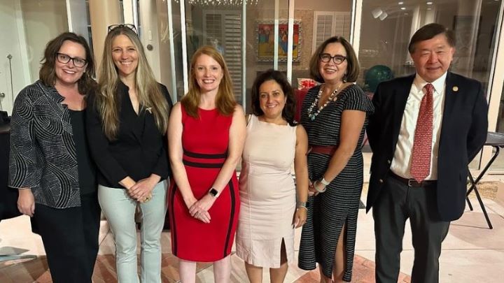 Group Photo with the President, Provost, Vice Provost, CHHS Dean, Hala Madanat, and Corinne McDaniels Davidson