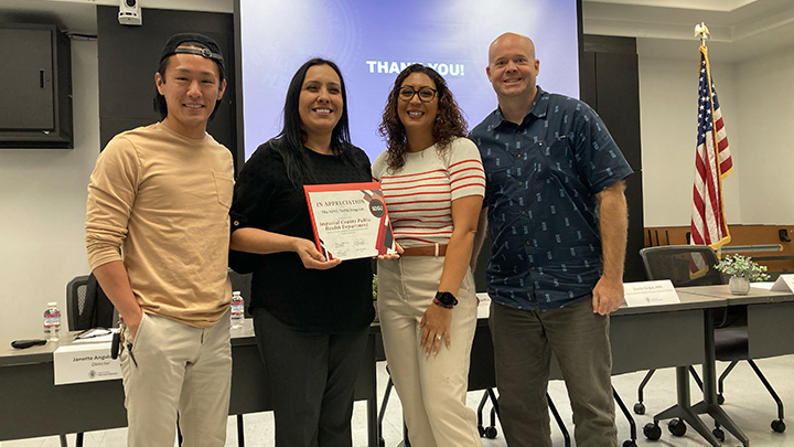 SDSU DrPH students present a certificate of appreciation to Janette Angulo, Imperial County Public Health Department director (SDSU).