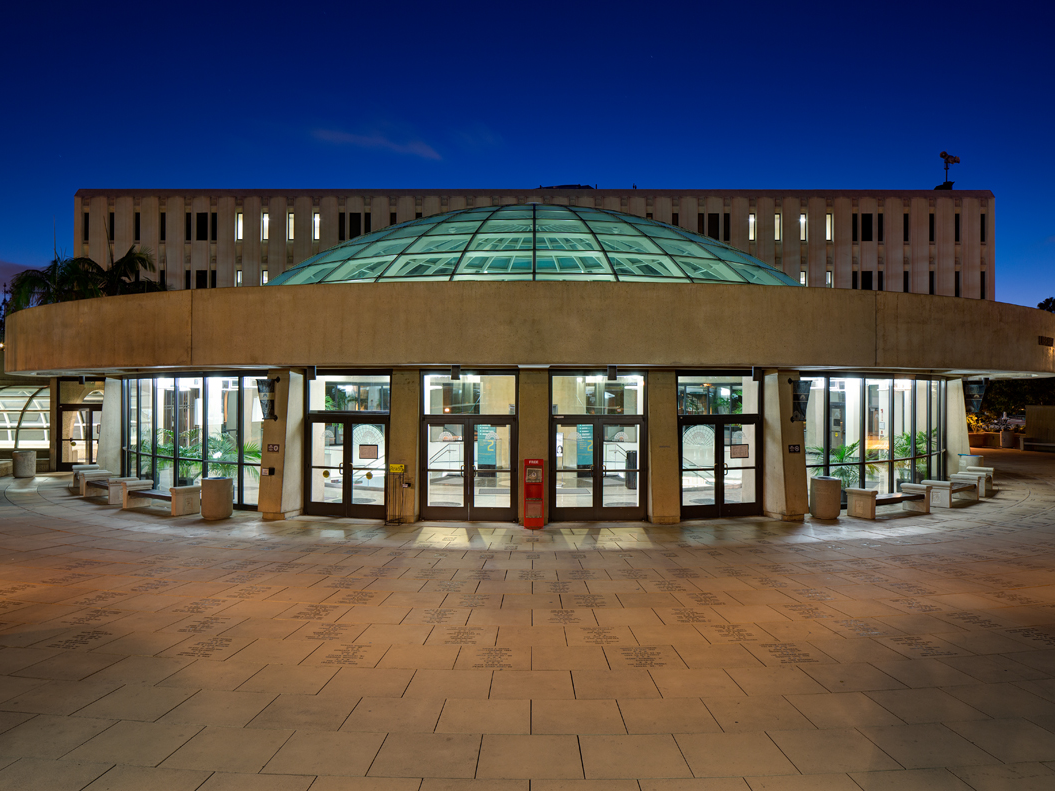 SDSU Library at night